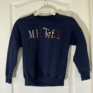 Abercrombie Kids Disney Mickey Sweatshirt Navy Blue Embroidered Crewneck 7/8
